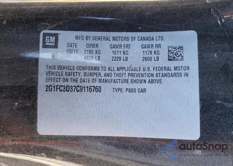 2012 Chevrolet Camaro Lt из США, поврежденный, VIN 2G1FC3D37C9116760